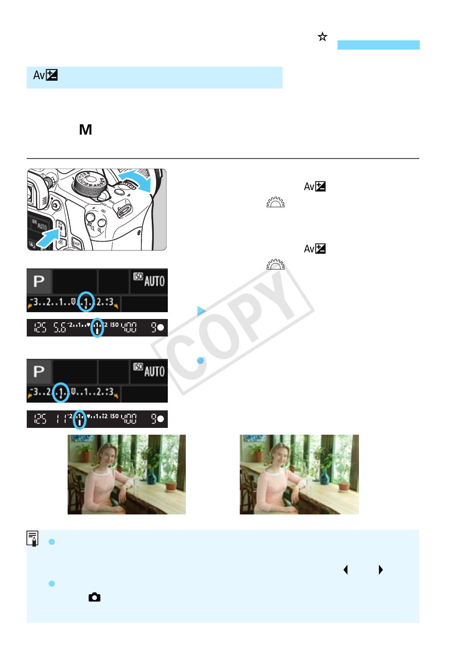 Setting exposure compensation, P.112, Ng (p.112, 1 | Cop y, Setting exposure compensation n | Canon EOS Rebel T5 18-55 IS II Kit User Manual | Page 112 / 342