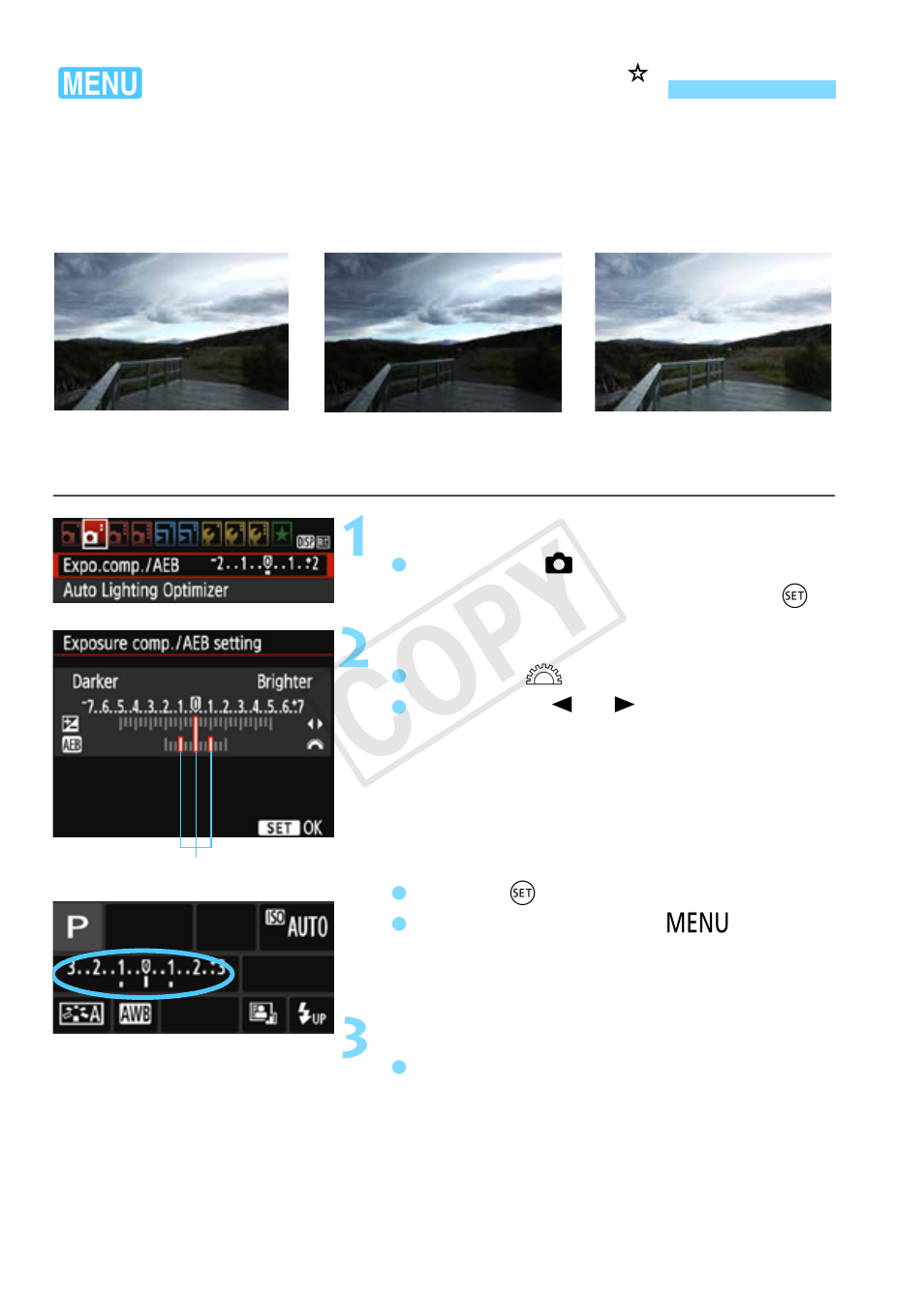 Auto exposure bracketing, P.114), Cop y | Canon EOS Rebel T5 18-55 IS II Kit User Manual | Page 114 / 342