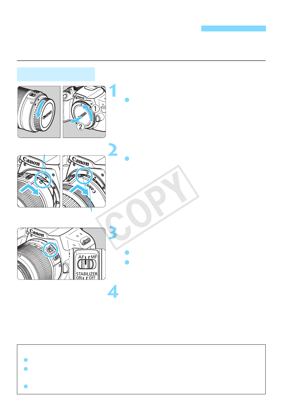 Attaching and detaching a lens, P.40), P.40 | Ch (p.40, Cop y | Canon EOS Rebel T5 18-55 IS II Kit User Manual | Page 40 / 342