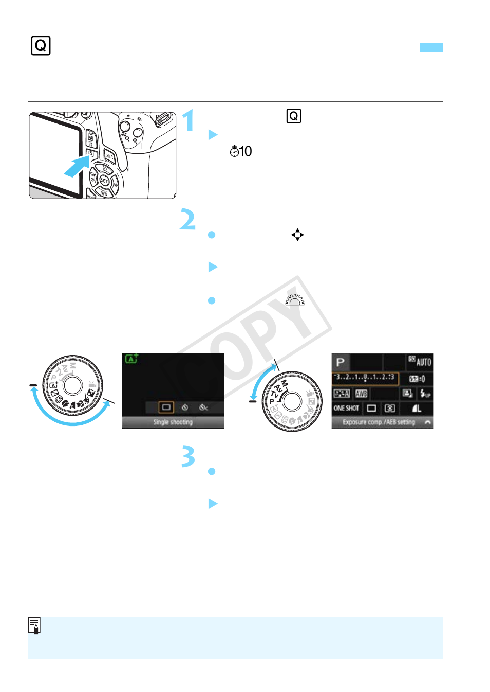 Quick control for shooting functions, P.46, Q quick control for shooting functions | Cop y | Canon EOS Rebel T5 18-55 IS II Kit User Manual | Page 46 / 342