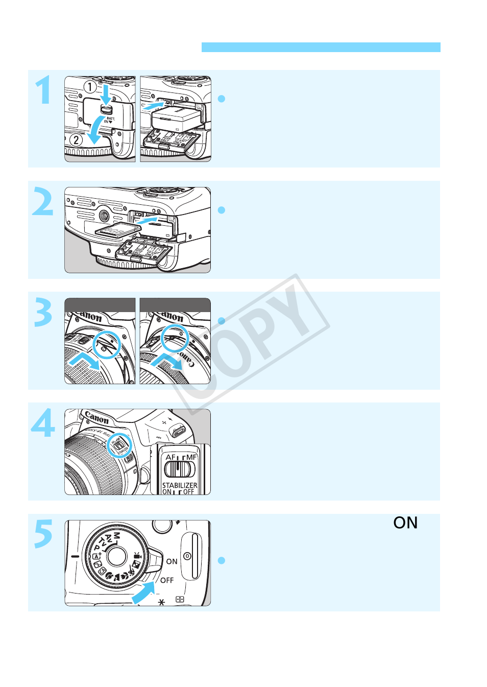 Quick start guide, Cop y | Canon EOS Rebel T5 18-55 IS II Kit User Manual | Page 6 / 342