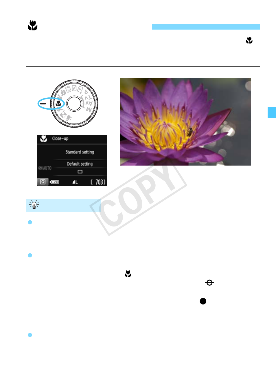 Shooting close-ups, 4 shooting close-ups, P.67) | Cop y | Canon EOS Rebel T5 18-55 IS II Kit User Manual | Page 67 / 342