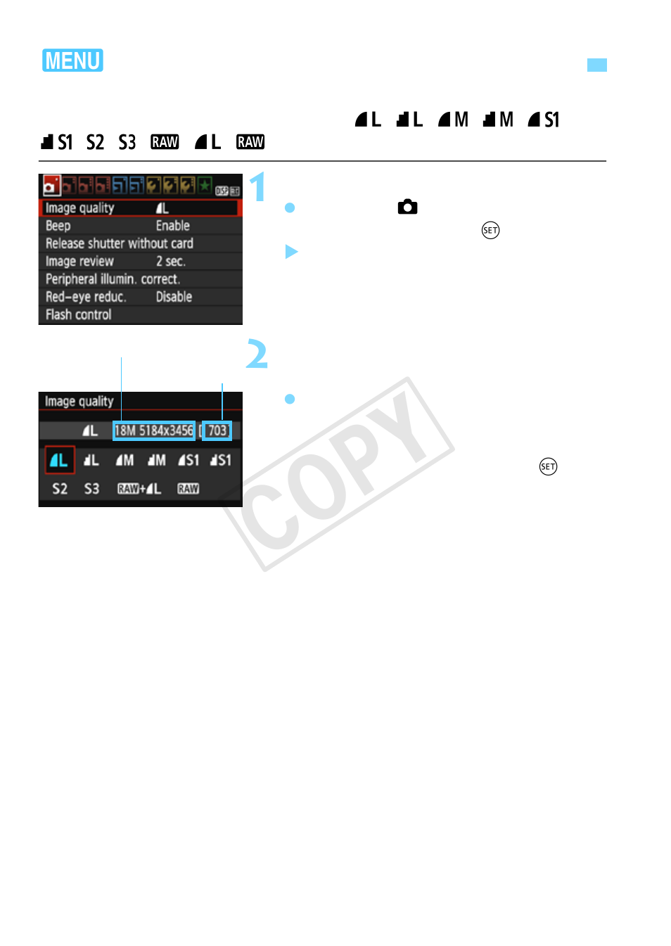 Setting the image-recording quality, P.84, P.84) | Cop y | Canon EOS Rebel T5 18-55 IS II Kit User Manual | Page 84 / 342
