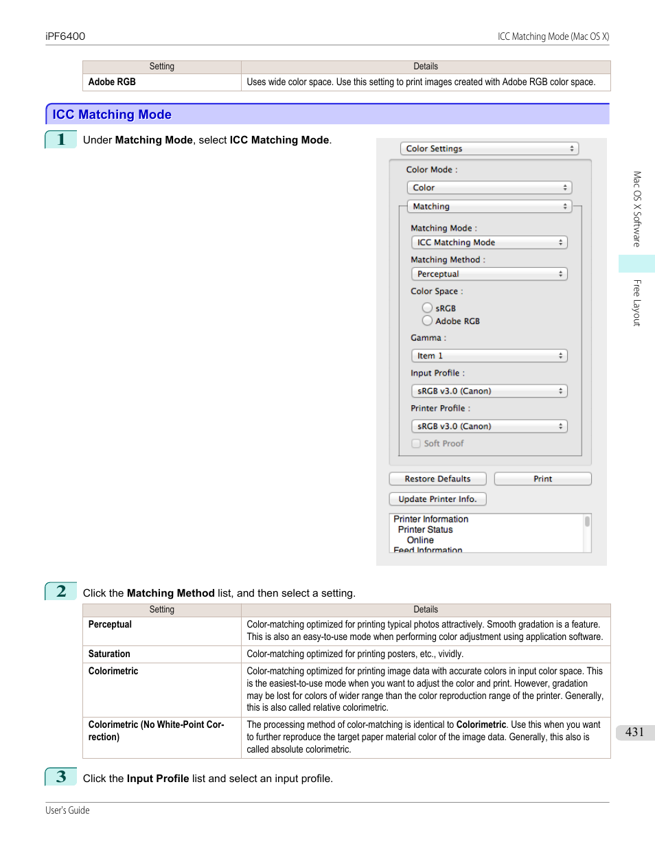 Icc matching mode, P.431 | Canon imagePROGRAF iPF6400 User Manual | Page 431 / 966