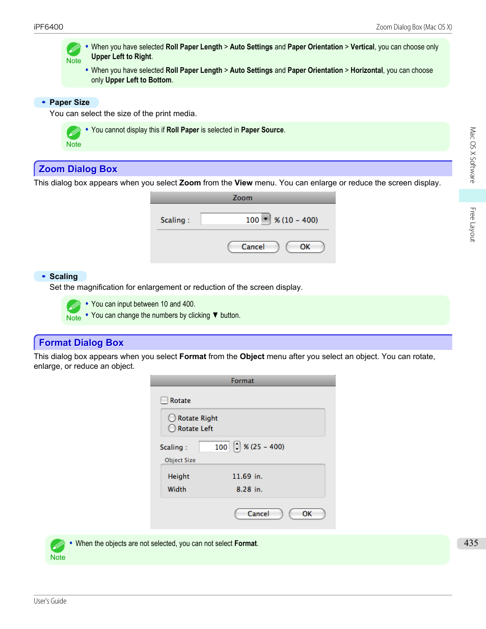 Zoom dialog box, Format dialog box, Zoom dialog box format dialog box | Canon imagePROGRAF iPF6400 User Manual | Page 435 / 966