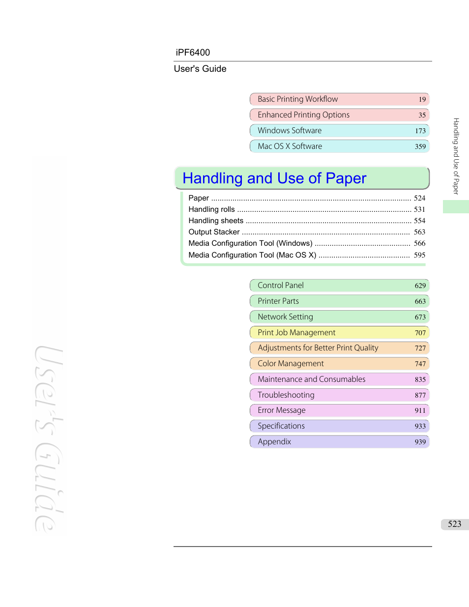 Handling and use of paper | Canon imagePROGRAF iPF6400 User Manual | Page 523 / 966