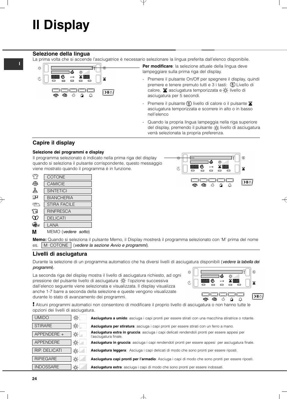 Il display | Hotpoint Ariston TCD 851 AX (EU) User Manual | Page 24 / 92