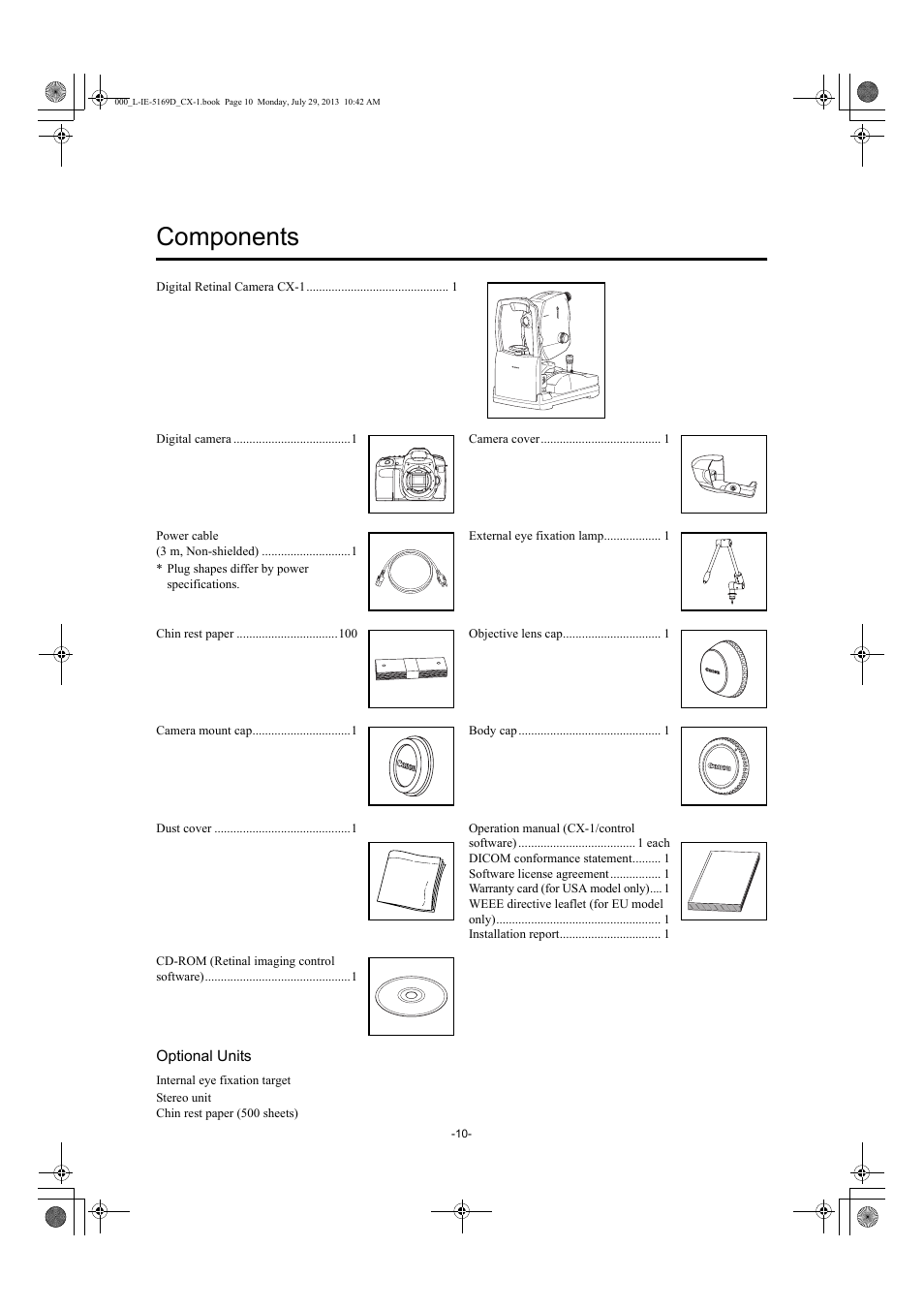 Components | Canon CX-1 User Manual | Page 10 / 76