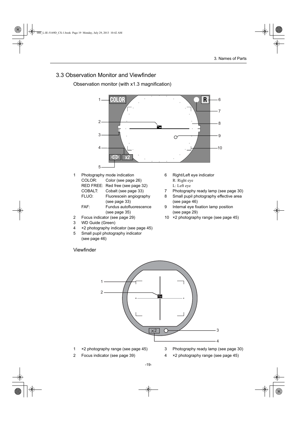 3 observation monitor and viewfinder | Canon CX-1 User Manual | Page 19 / 76