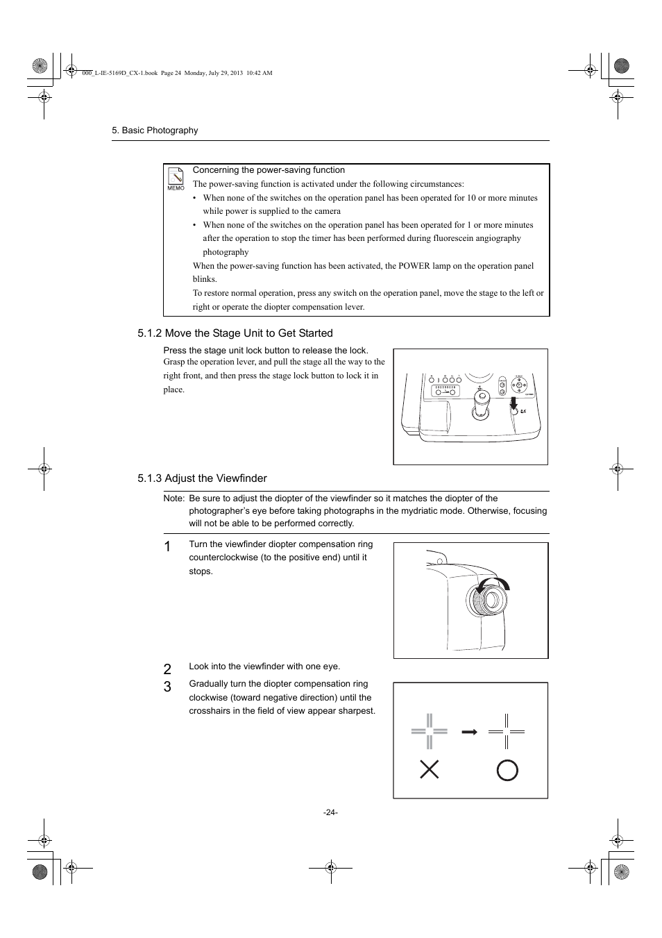 2 move the stage unit to get started, 3 adjust the viewfinder | Canon CX-1 User Manual | Page 24 / 76