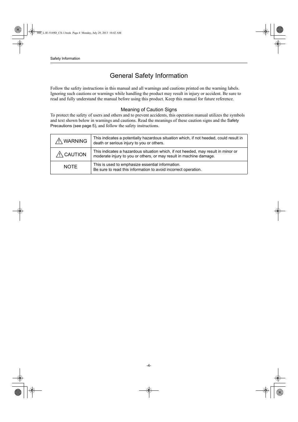 General safety information | Canon CX-1 User Manual | Page 4 / 76