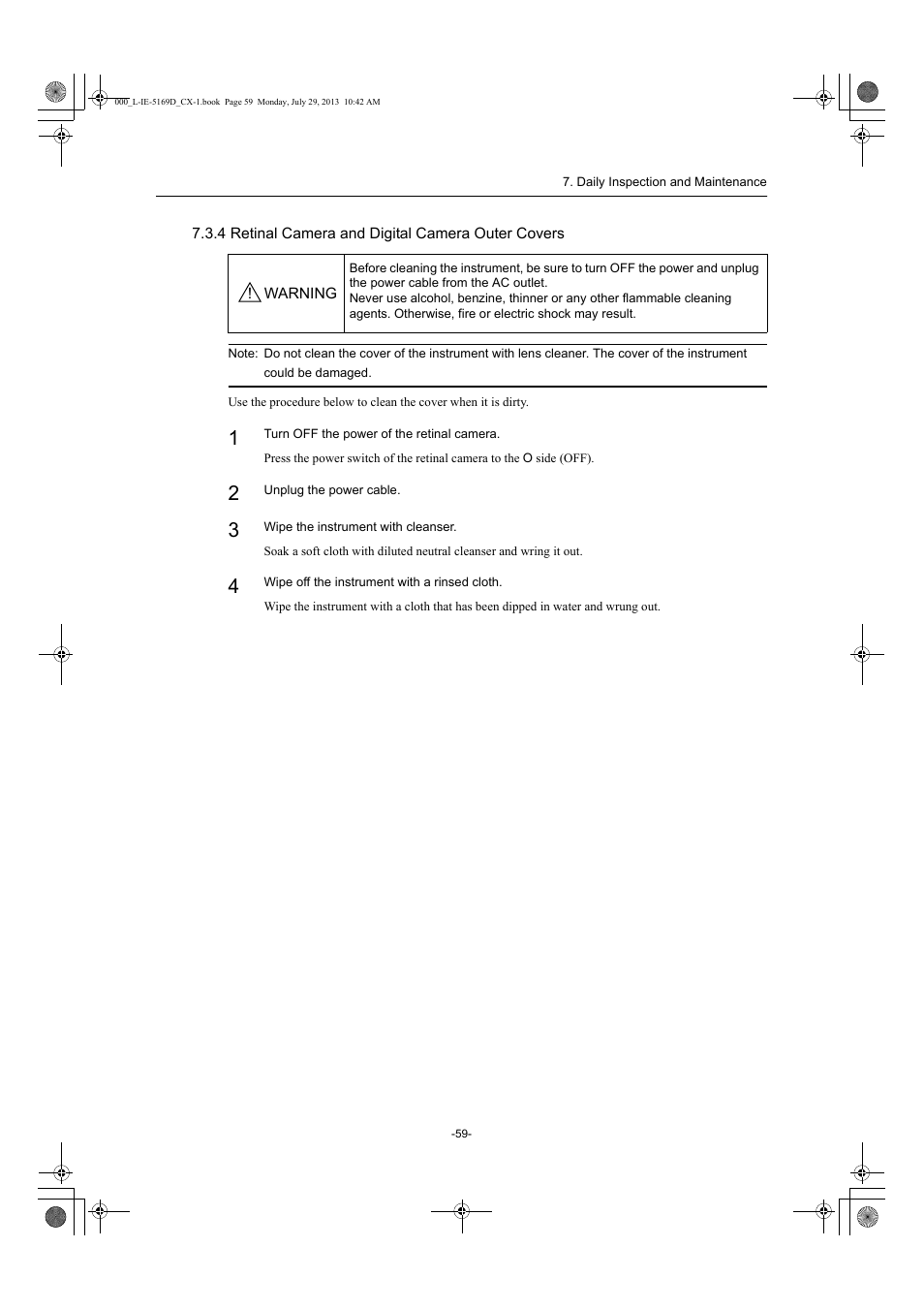 4 retinal camera and digital camera outer covers | Canon CX-1 User Manual | Page 59 / 76