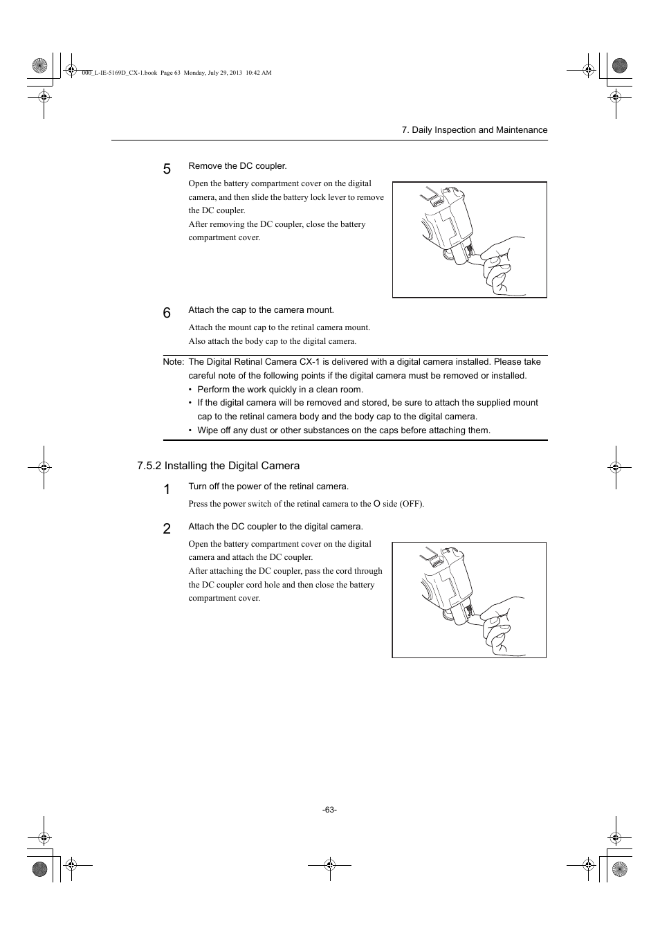 2 installing the digital camera | Canon CX-1 User Manual | Page 63 / 76