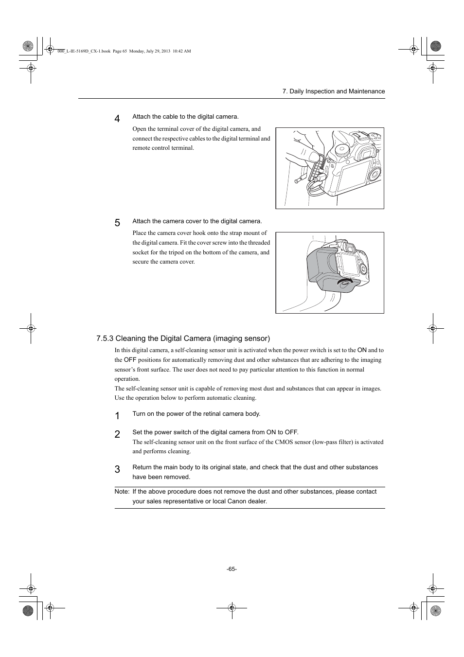 3 cleaning the digital camera (imaging sensor) | Canon CX-1 User Manual | Page 65 / 76