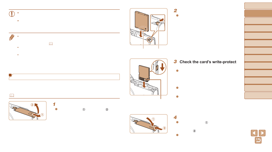 Inserting the battery pack and memory card | Canon PowerShot ELPH 340 HS User Manual | Page 11 / 163