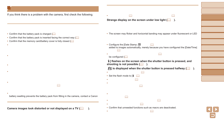 Troubleshooting, Power, Display on a tv | Shooting | Canon PowerShot ELPH 340 HS User Manual | Page 137 / 163