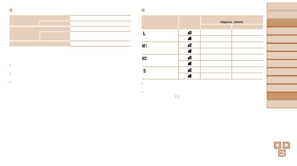 Time, playback time, Number of 4:3 shots per memory card, Resolution | Canon PowerShot ELPH 340 HS User Manual | Page 154 / 163