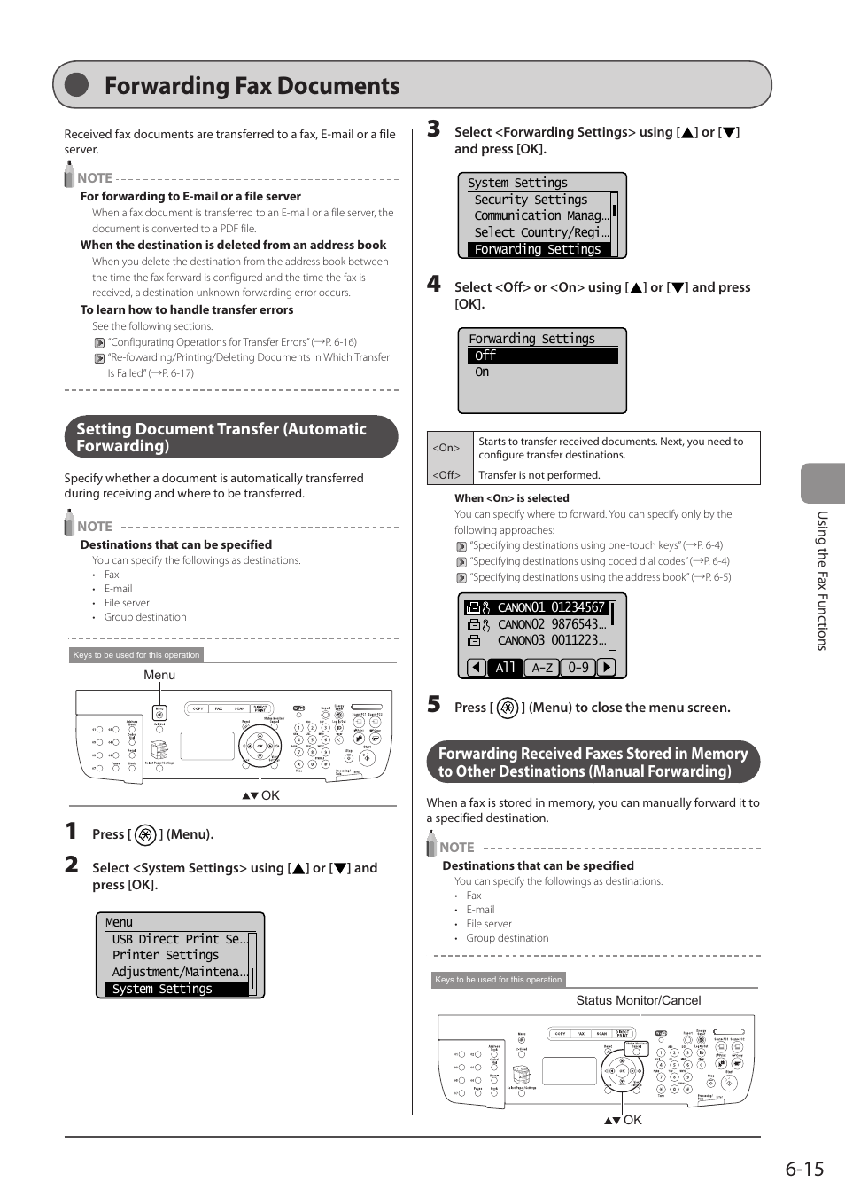 Forwarding fax documents, Setting document transfer (automatic forwarding) | Canon imageCLASS MF5960dn User Manual | Page 103 / 176