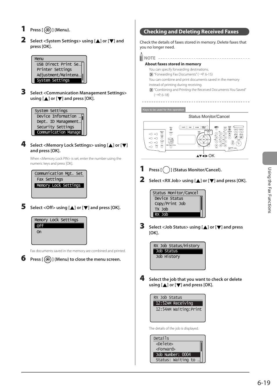 Checking and deleting received faxes | Canon imageCLASS MF5960dn User Manual | Page 107 / 176