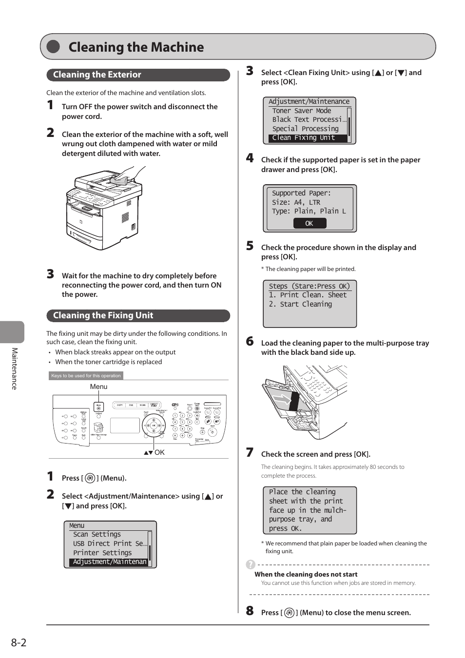 Cleaning the machine, Cleaning the exterior, Cleaning the fixing unit | Canon imageCLASS MF5960dn User Manual | Page 126 / 176