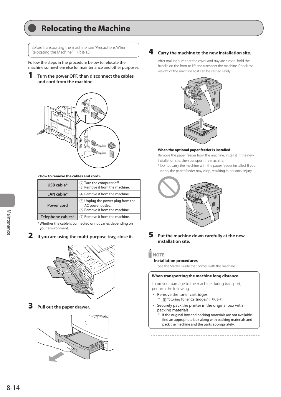 Relocating the machine | Canon imageCLASS MF5960dn User Manual | Page 138 / 176