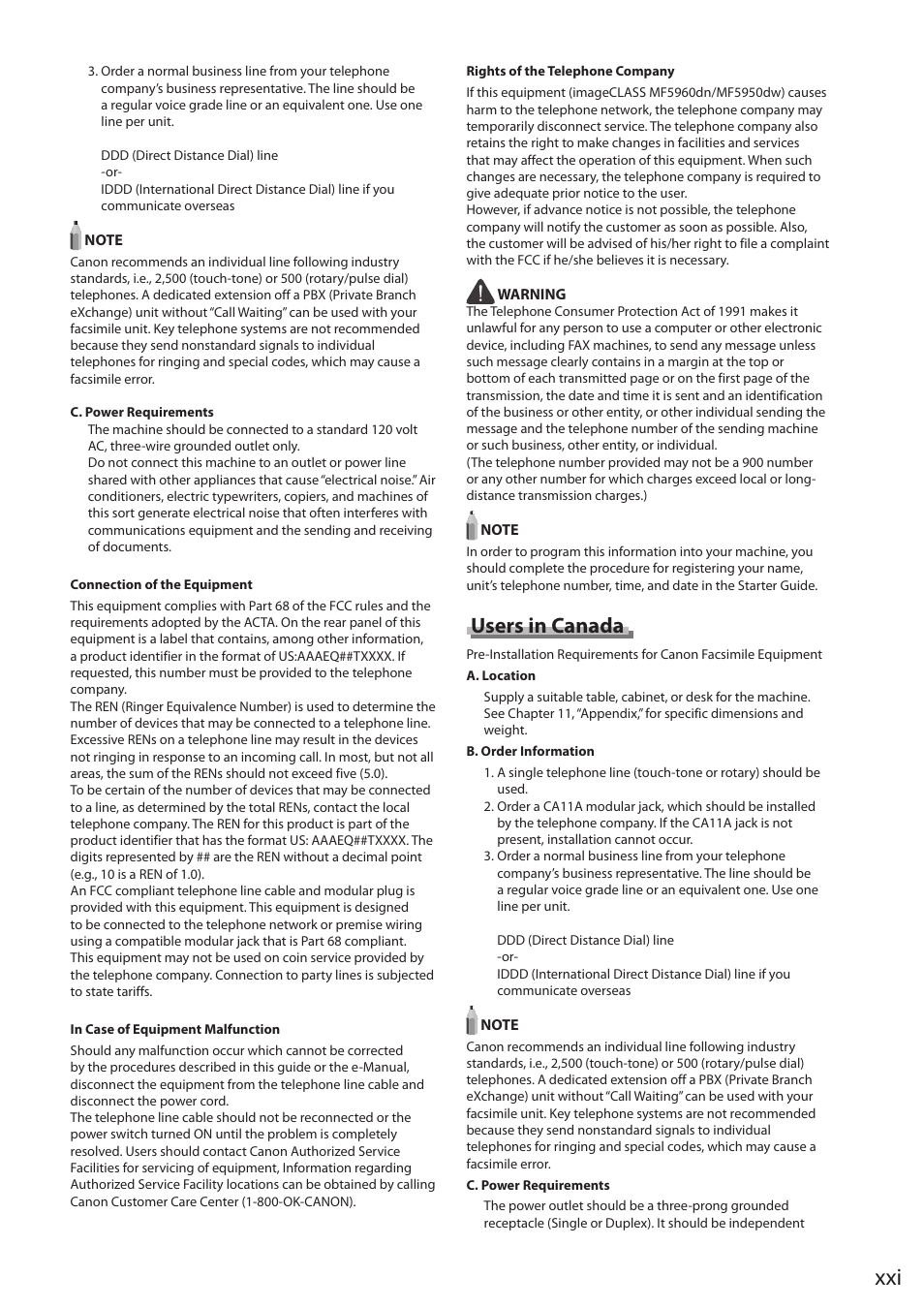 Users in canada | Canon imageCLASS MF5960dn User Manual | Page 21 / 176