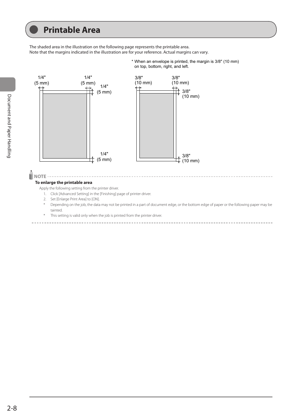 Printable area | Canon imageCLASS MF5960dn User Manual | Page 44 / 176