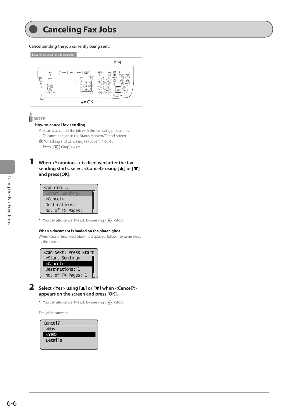 Canceling fax jobs | Canon imageCLASS MF5960dn User Manual | Page 94 / 176