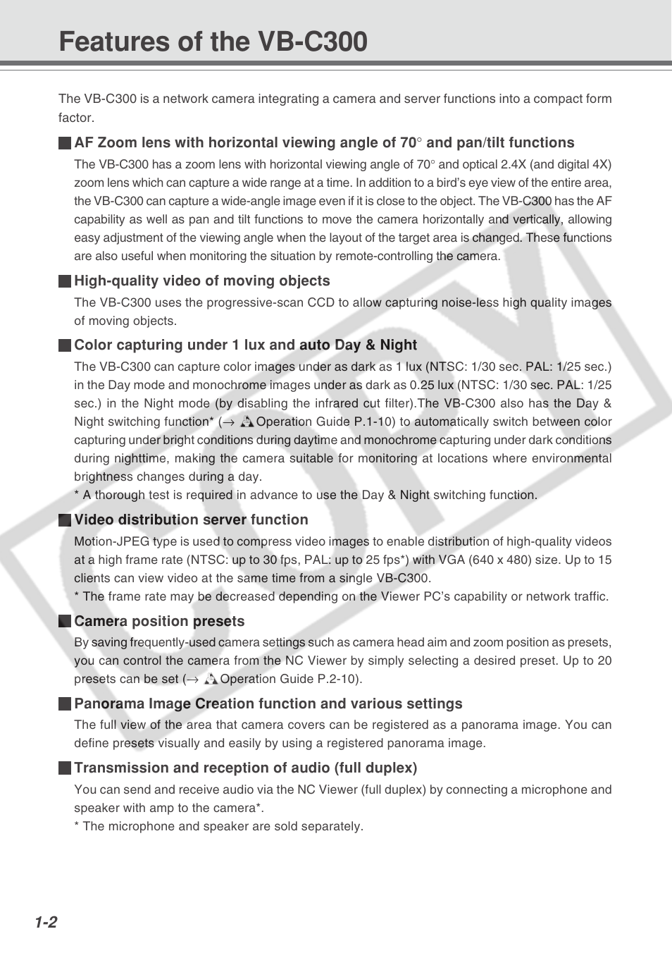 Features of the vb-c300 | Canon VB-C300 User Manual | Page 16 / 54