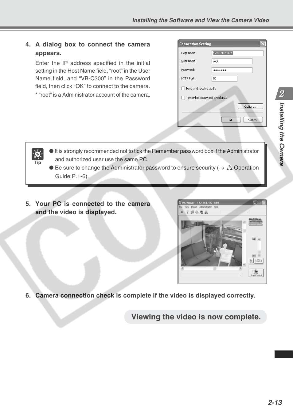Viewing the video is now complete | Canon VB-C300 User Manual | Page 37 / 54