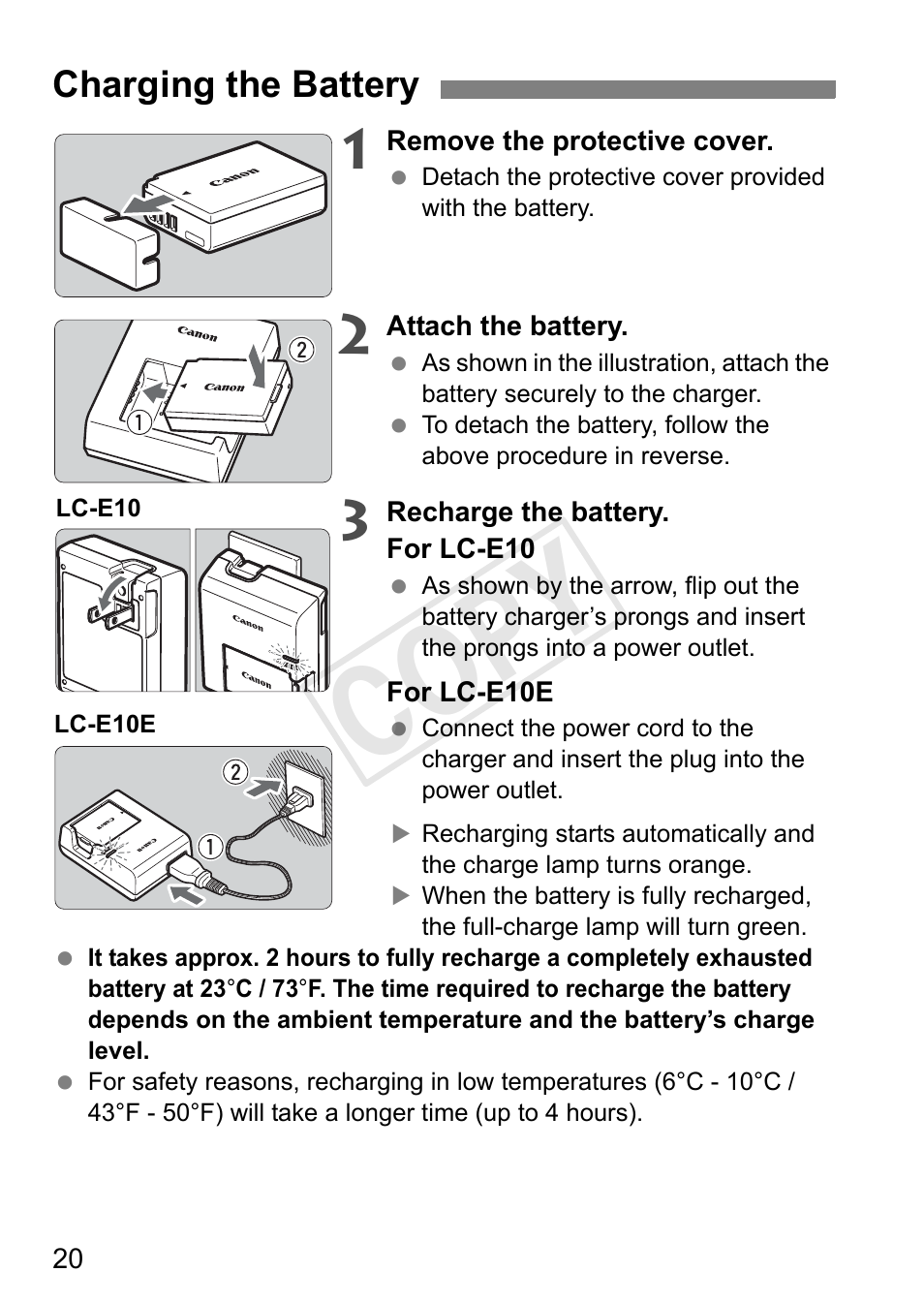 Cop y | Canon EOS Rebel T3 18-55mm IS II Lens Kit User Manual | Page 20 / 84