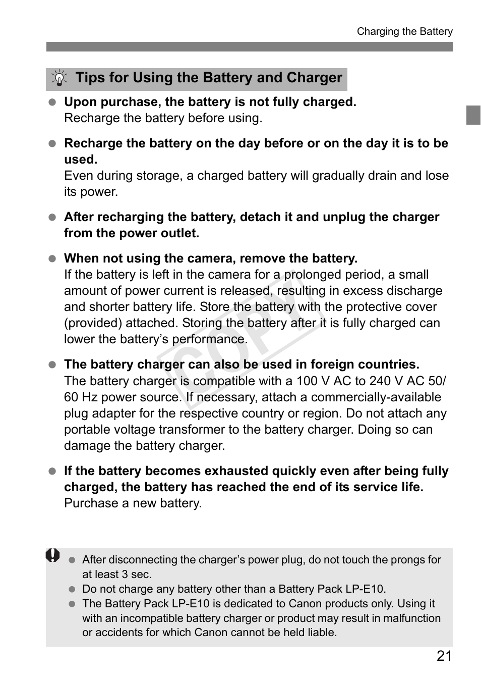 Cop y | Canon EOS Rebel T3 18-55mm IS II Lens Kit User Manual | Page 21 / 84