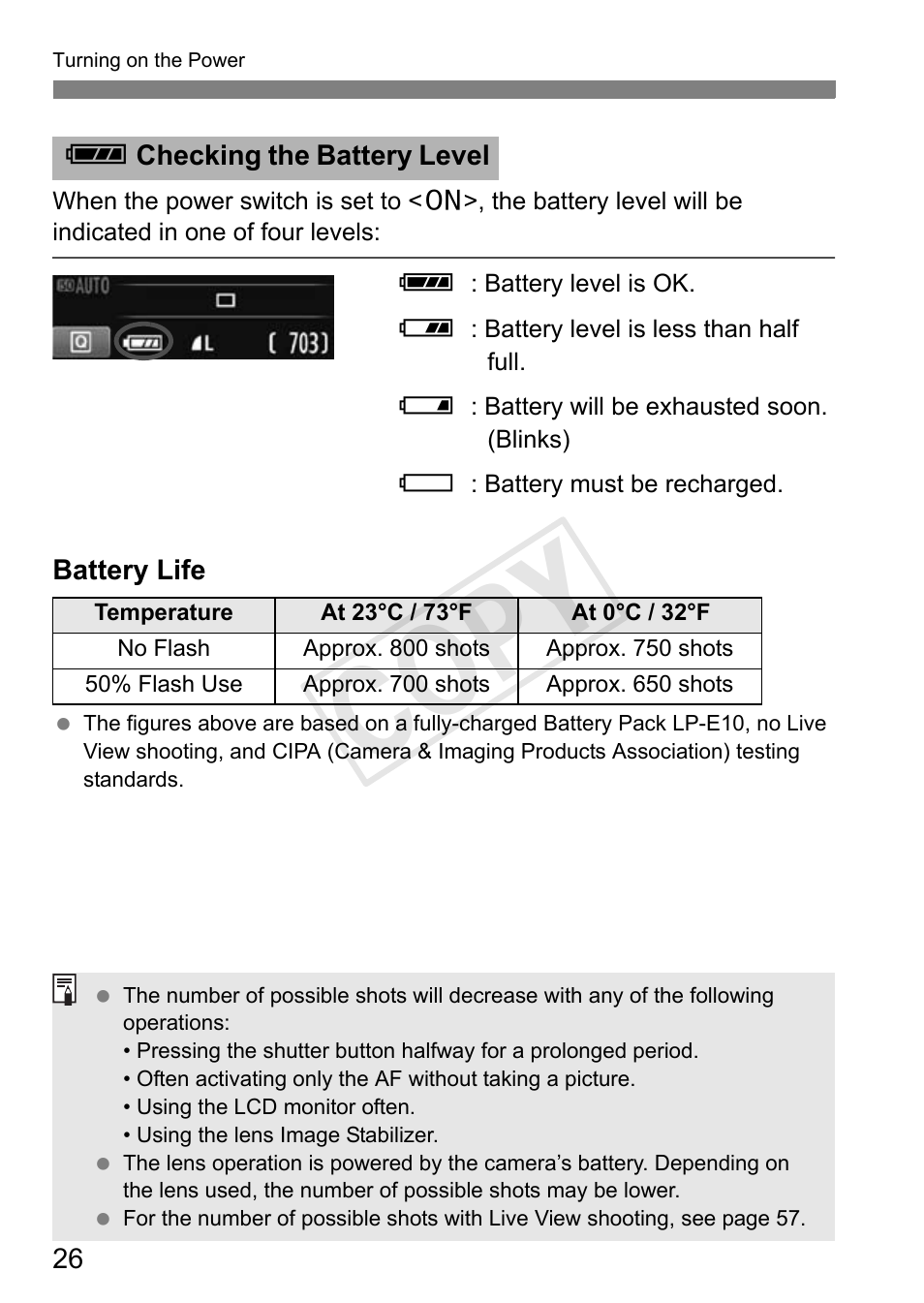 Cop y | Canon EOS Rebel T3 18-55mm IS II Lens Kit User Manual | Page 26 / 84