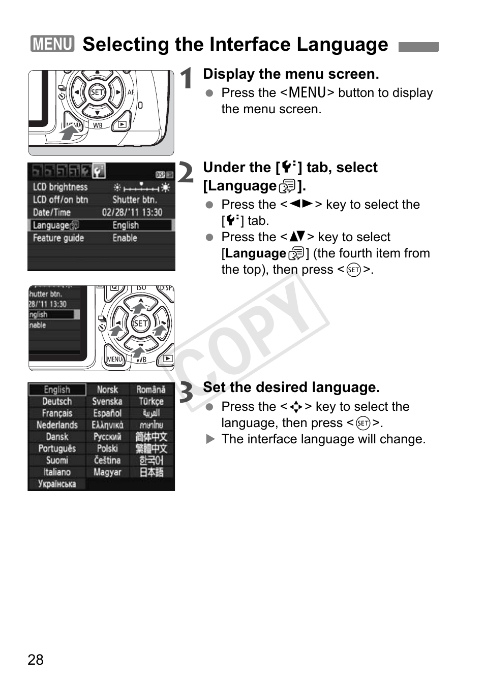 Cop y | Canon EOS Rebel T3 18-55mm IS II Lens Kit User Manual | Page 28 / 84