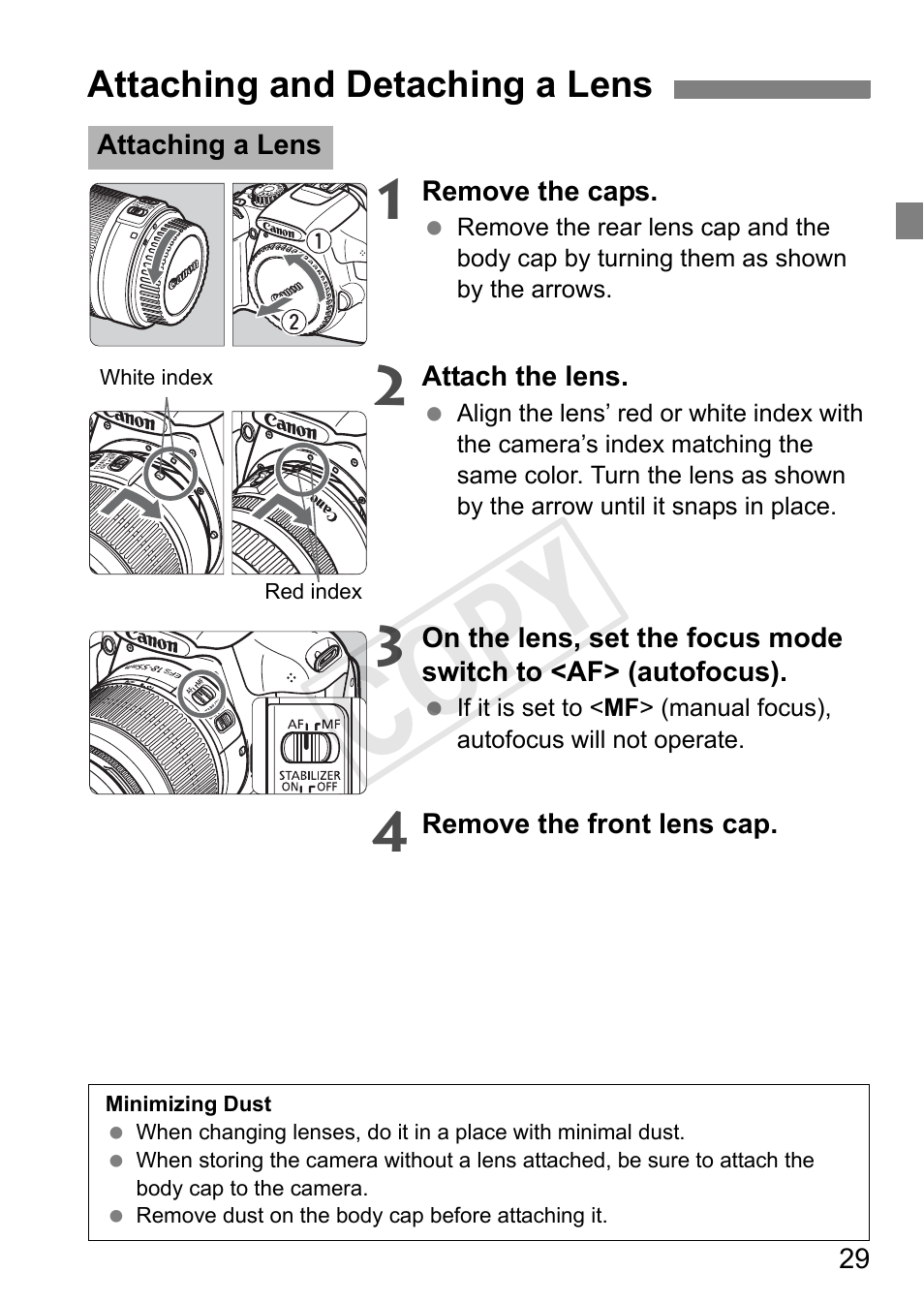Cop y | Canon EOS Rebel T3 18-55mm IS II Lens Kit User Manual | Page 29 / 84