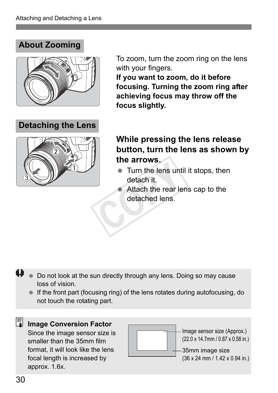 Cop y | Canon EOS Rebel T3 18-55mm IS II Lens Kit User Manual | Page 30 / 84