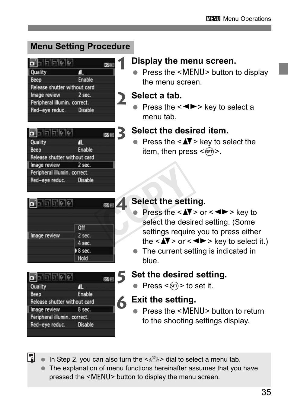 Cop y | Canon EOS Rebel T3 18-55mm IS II Lens Kit User Manual | Page 35 / 84