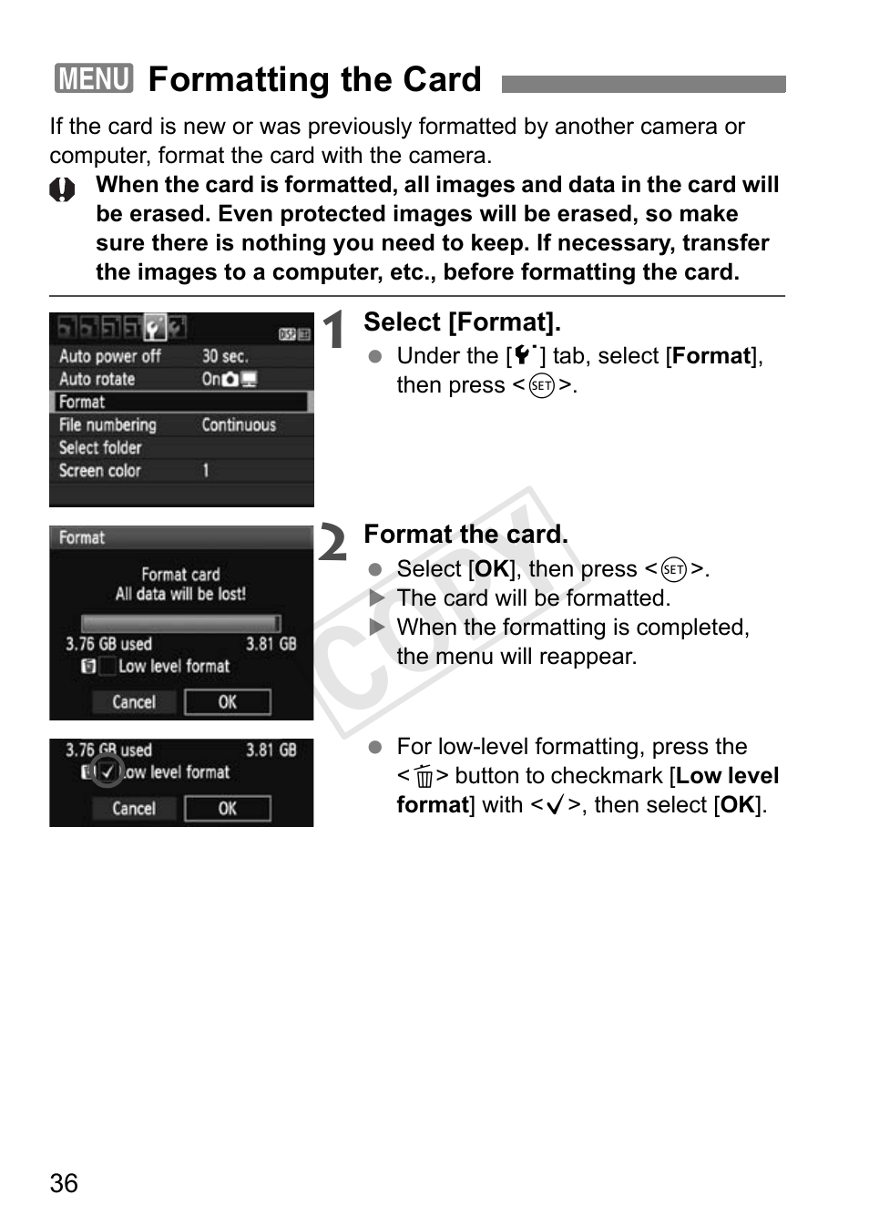 Cop y | Canon EOS Rebel T3 18-55mm IS II Lens Kit User Manual | Page 36 / 84