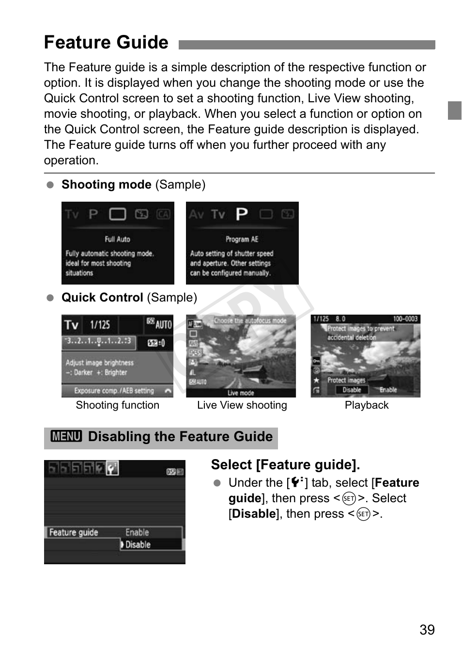 Cop y | Canon EOS Rebel T3 18-55mm IS II Lens Kit User Manual | Page 39 / 84