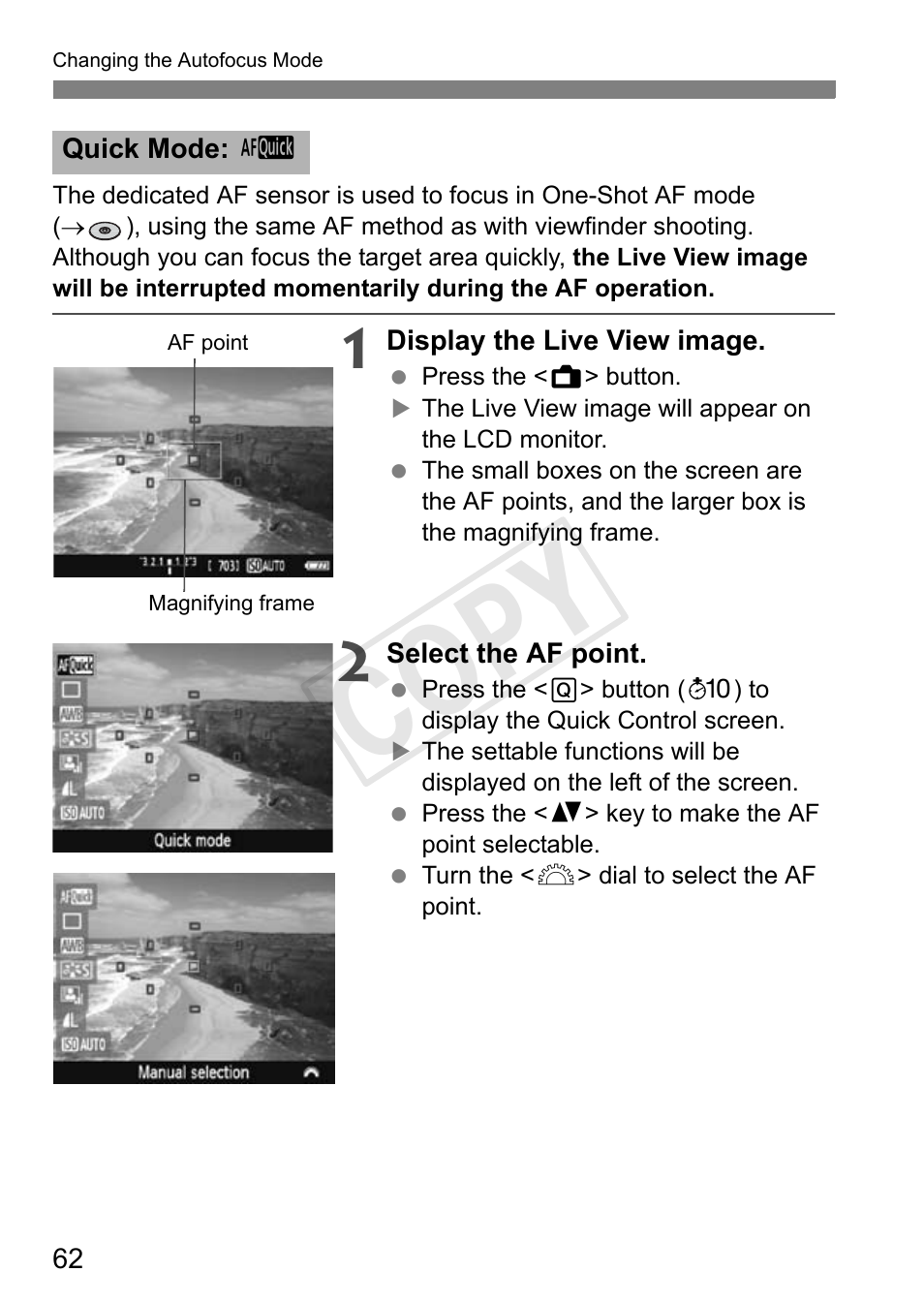 Cop y | Canon EOS Rebel T3 18-55mm IS II Lens Kit User Manual | Page 62 / 84