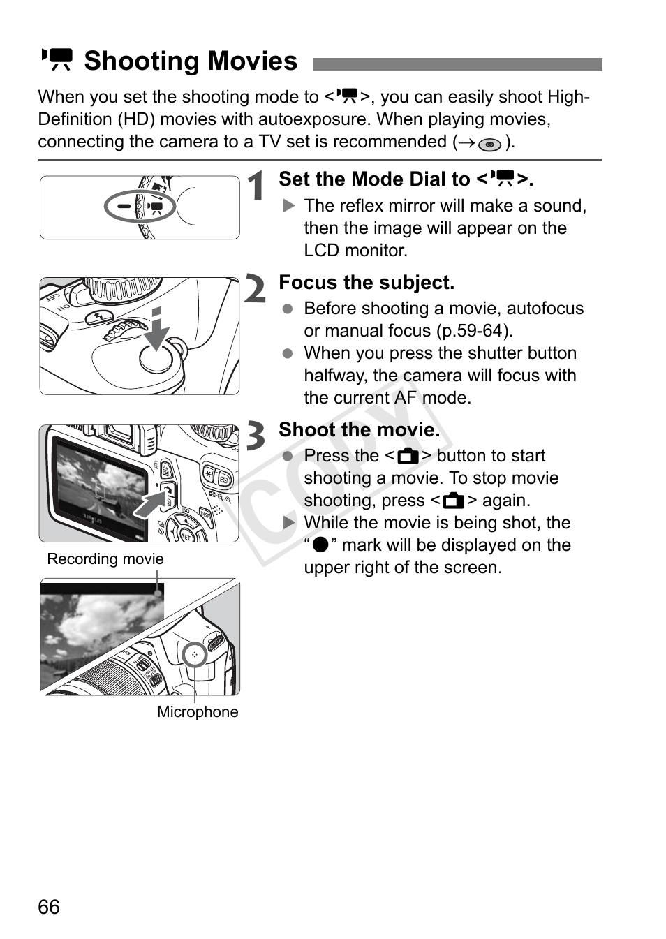 Cop y | Canon EOS Rebel T3 18-55mm IS II Lens Kit User Manual | Page 66 / 84