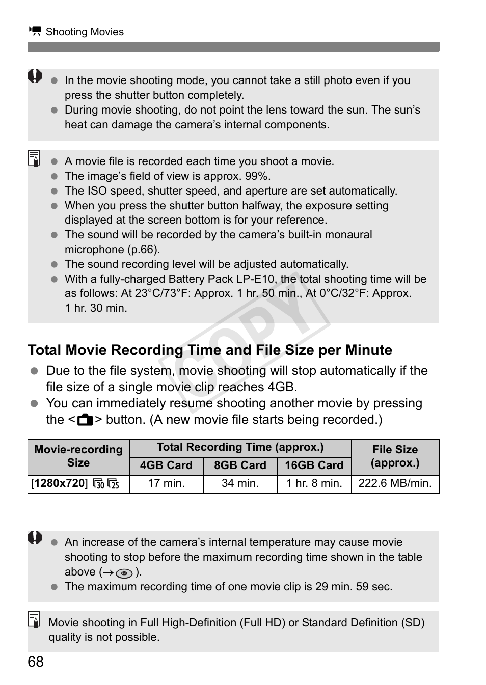 Cop y | Canon EOS Rebel T3 18-55mm IS II Lens Kit User Manual | Page 68 / 84