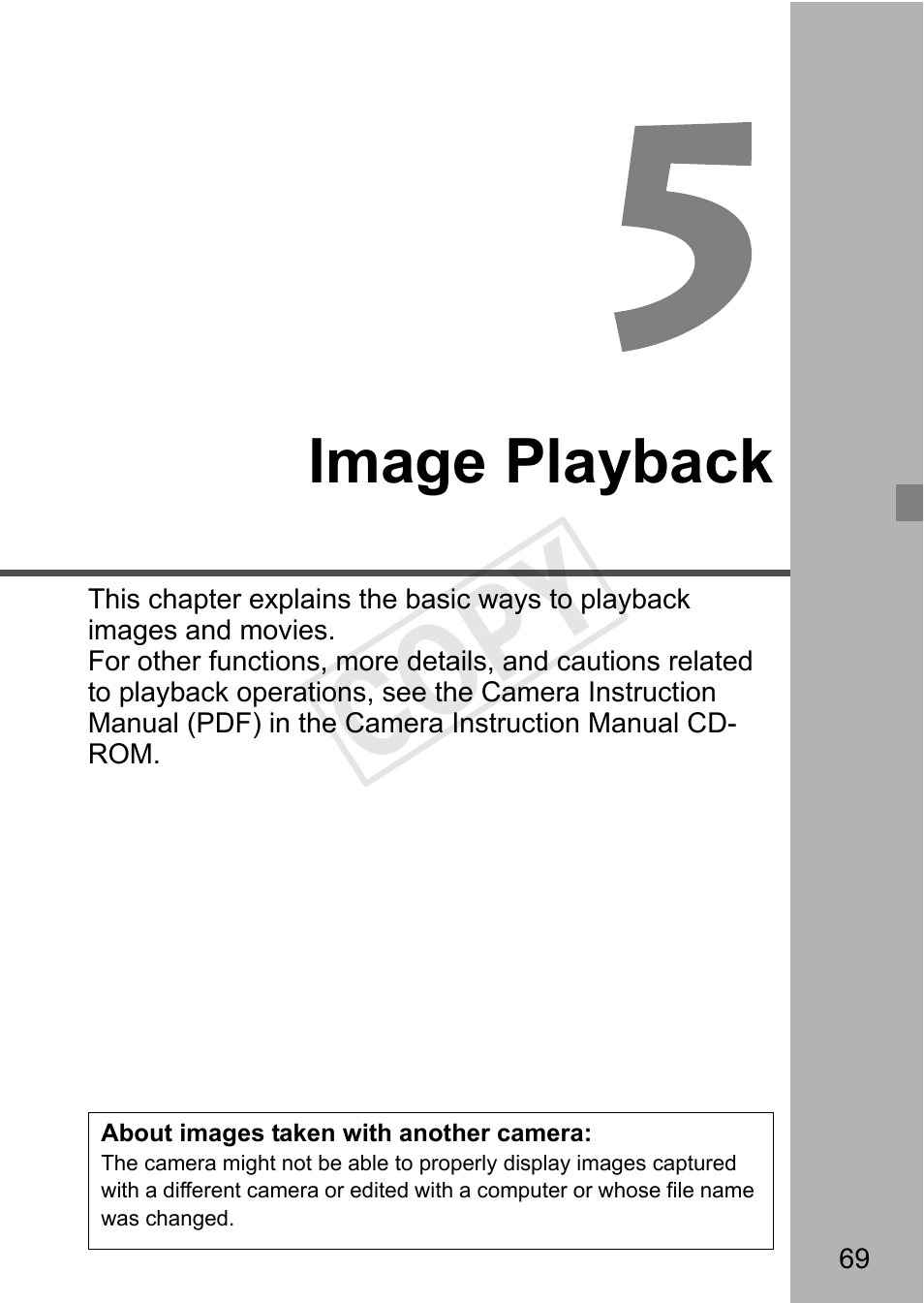 Cop y, Image playback | Canon EOS Rebel T3 18-55mm IS II Lens Kit User Manual | Page 69 / 84