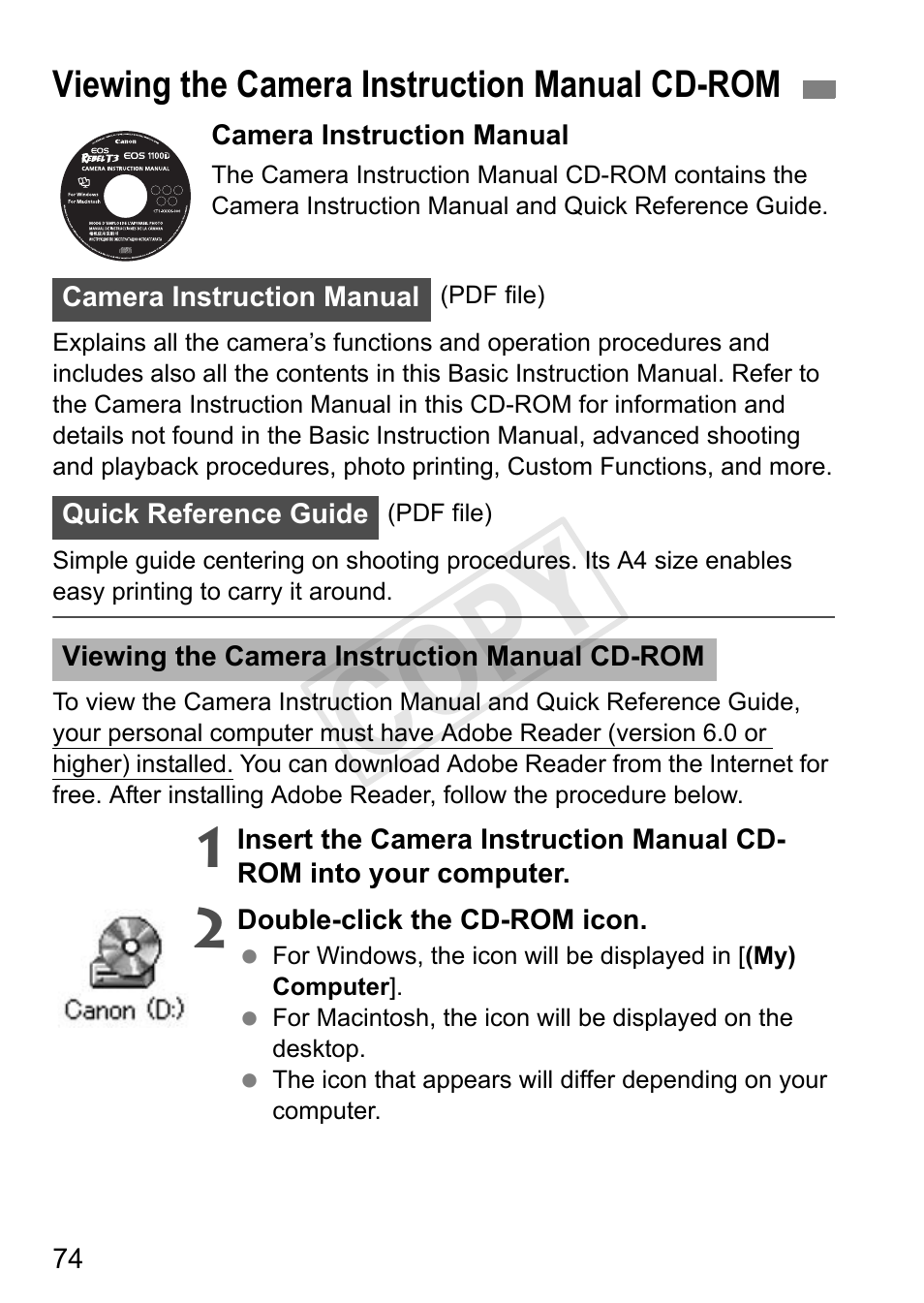 Cop y | Canon EOS Rebel T3 18-55mm IS II Lens Kit User Manual | Page 74 / 84