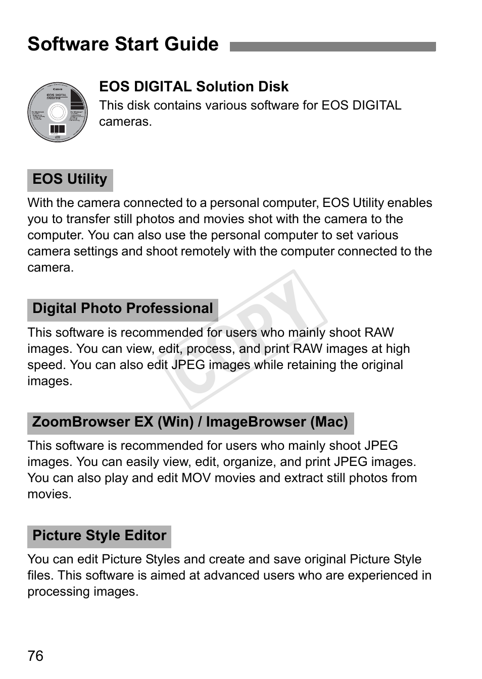 Cop y | Canon EOS Rebel T3 18-55mm IS II Lens Kit User Manual | Page 76 / 84