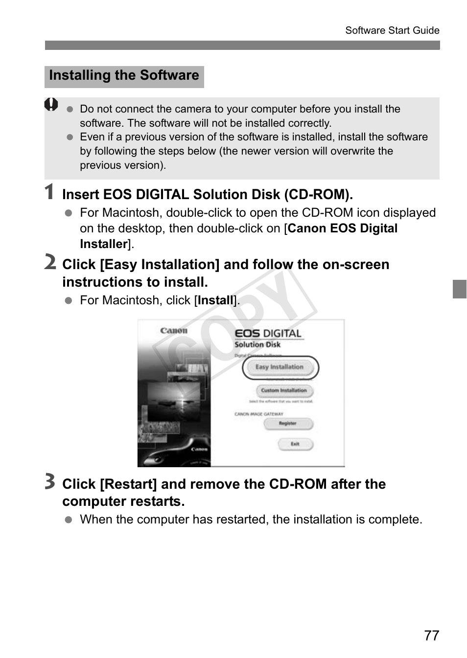 Cop y | Canon EOS Rebel T3 18-55mm IS II Lens Kit User Manual | Page 77 / 84
