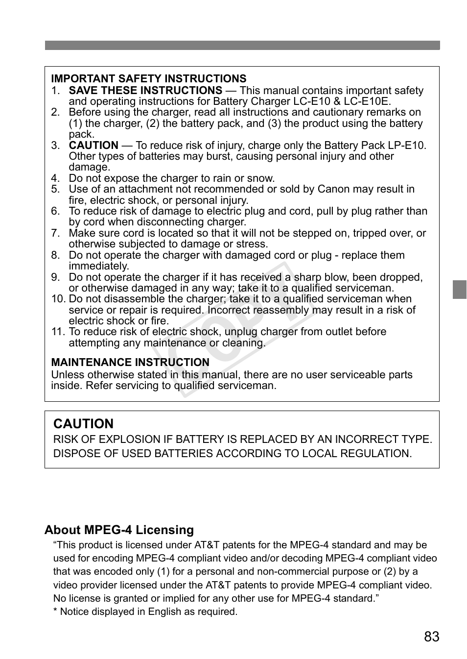 Cop y | Canon EOS Rebel T3 18-55mm IS II Lens Kit User Manual | Page 83 / 84