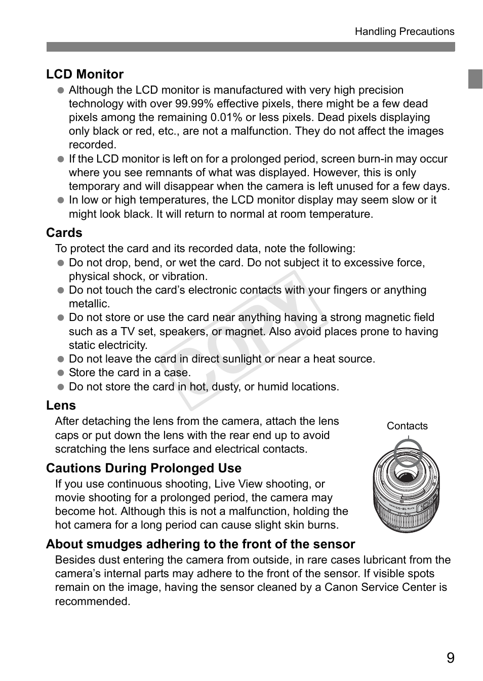 Cop y | Canon EOS Rebel T3 18-55mm IS II Lens Kit User Manual | Page 9 / 84