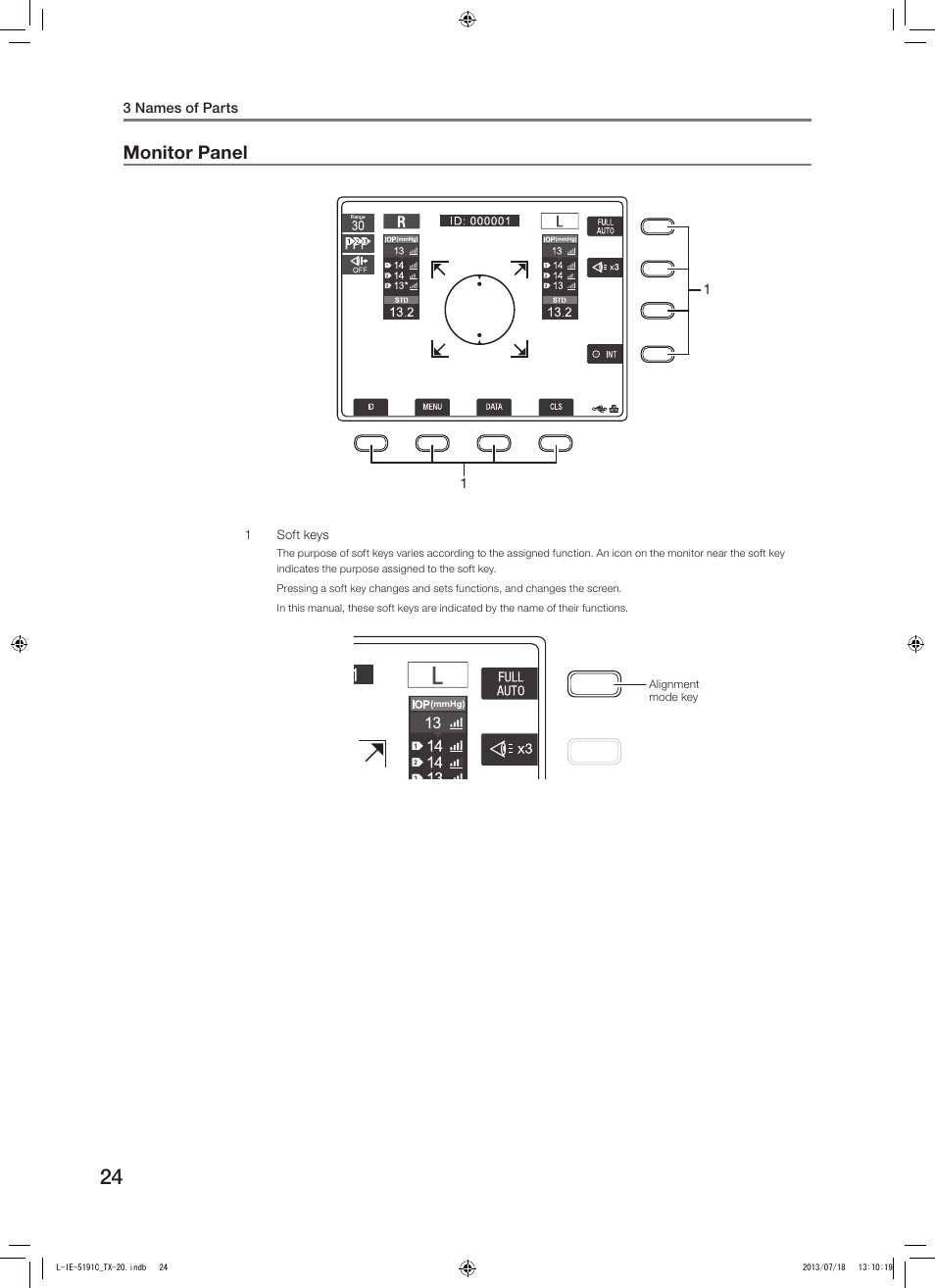 Monitor panel | Canon TX-20 Full Auto Tonometer User Manual | Page 24 / 100