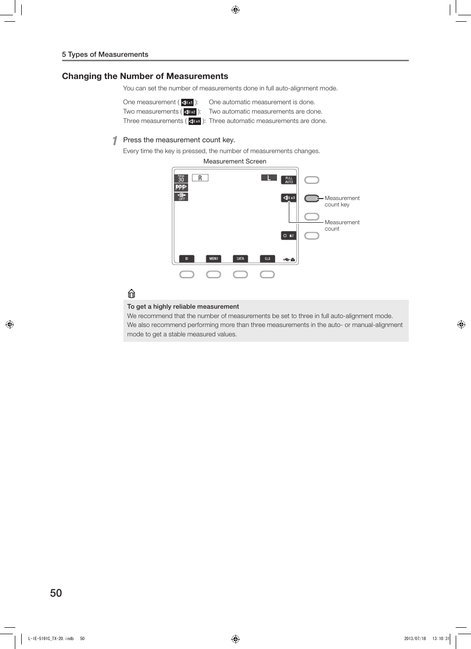 Changing the number of measurements | Canon TX-20 Full Auto Tonometer User Manual | Page 50 / 100